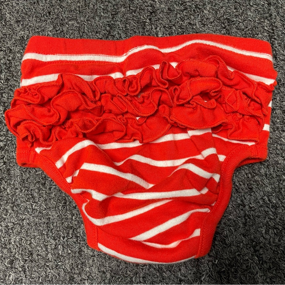 Hanna Andersson Red & White Striped Ruffle Diaper Cover Size 75 cm 12-18 Month
